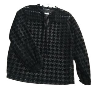 Suzy Shier Black Sheer Lace Blouse